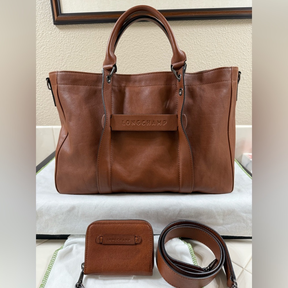 LONGCHAMP 3D Medium Tote Cognac euc